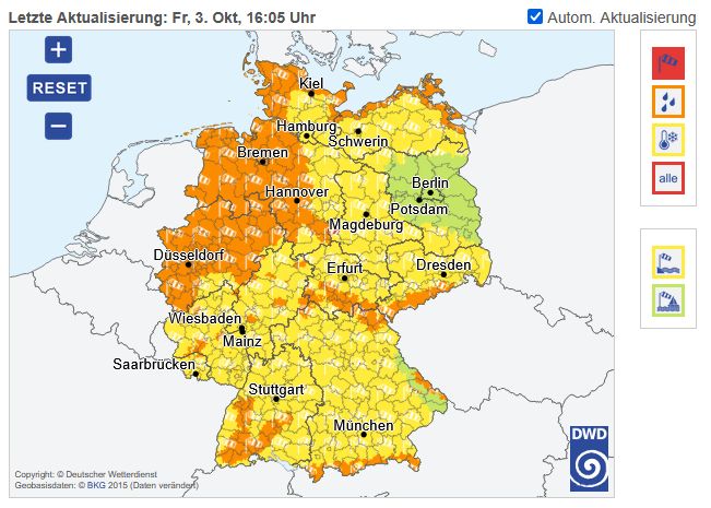 Warnkarte Deutschland Parameter Wind
