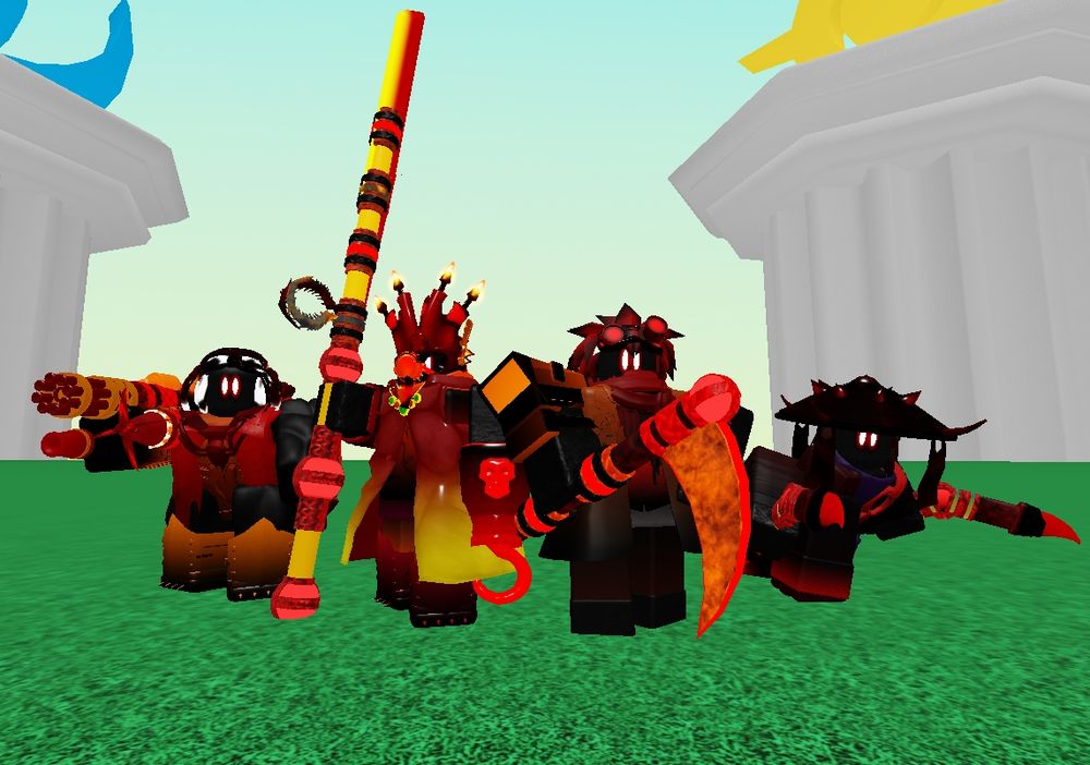 From left to right:
Kabooquin, Captain Inciniquin, Professor Pyroquin & Emberquin

As the Lavaquin Scientist, Pyroquin has worked hours upon hours conducting experiments for the clan and his leader. While he proudly serves his leader and loves his work, he sometimes thinks that more hands would suffice in making his work easier. He consulted with his leader and chose 3 lavaquins who always seem to be working together the most, and based on their skills and records, Pyroquin gave the lavaquins new ranks vouched by their leader and a physical upgrade with the power of the Lavaquin Boiler.
Thus, Kabooquin, Emberquin, and Captain Incinquin were formed.