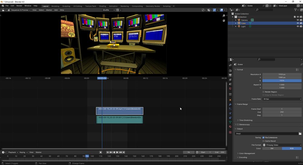 video editor interface in Blender