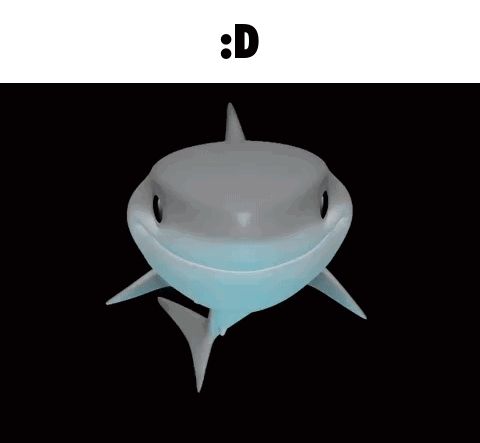 a cartoon shark with its mouth open and the letter d below it