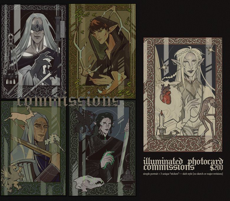 an advertisement for the artist’s illuminated photocards, priced at 200 a piece.