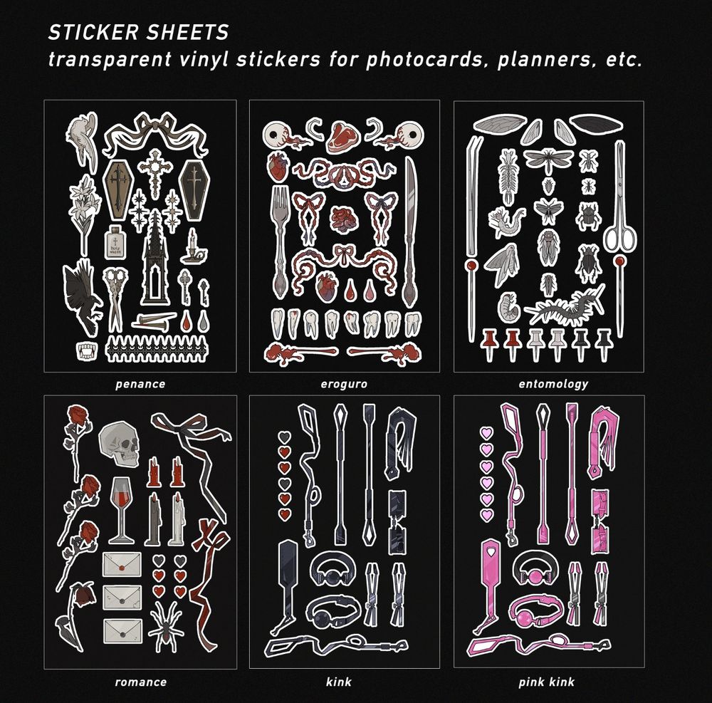 a selection of sticker sheets