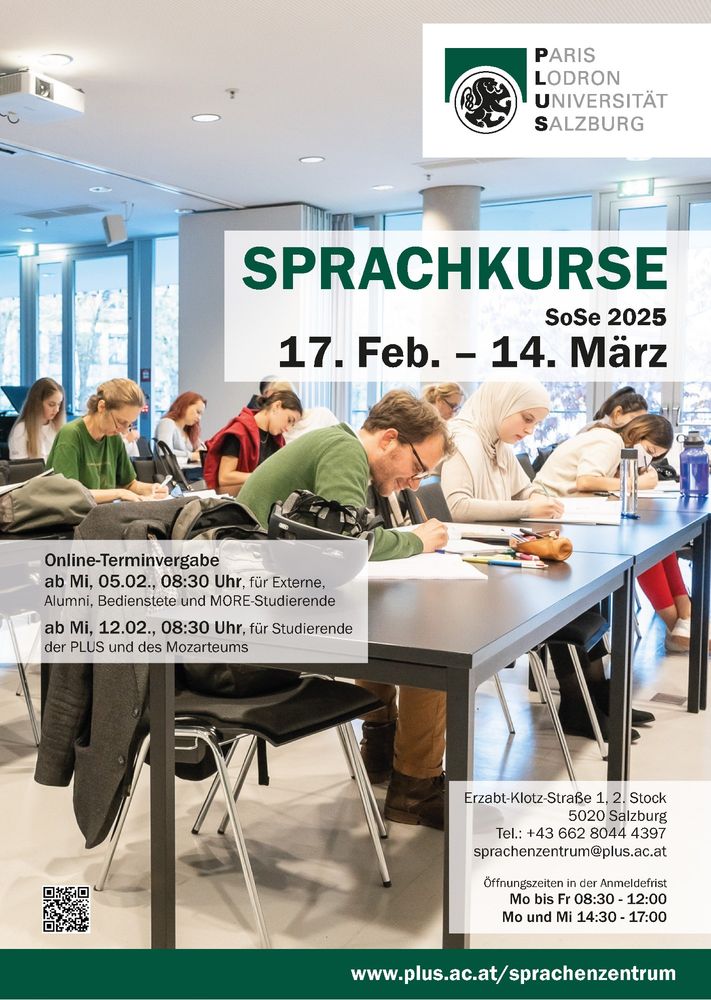 Foto vom Sprachkurs am Sprachenzentrum mit Infos zur Anmeldefrist und den Öffnungszeiten am Sprachenzentrum