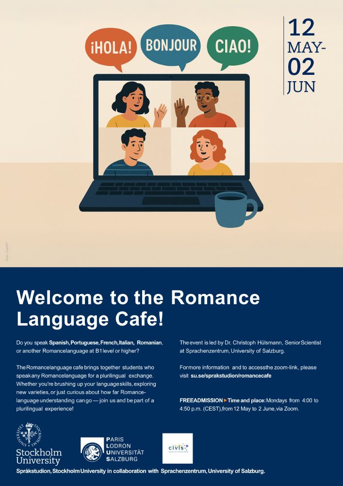 Infoplakat für das romanischen Sprachcafé des Språkstudion
