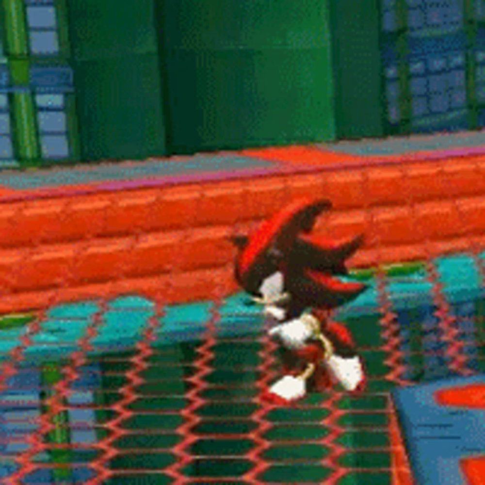 shadow the hedgehog is flying through the air in a video game