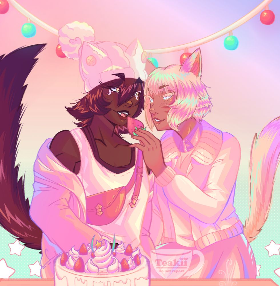 Sage and Y'shtola are eating a Starlight cake.