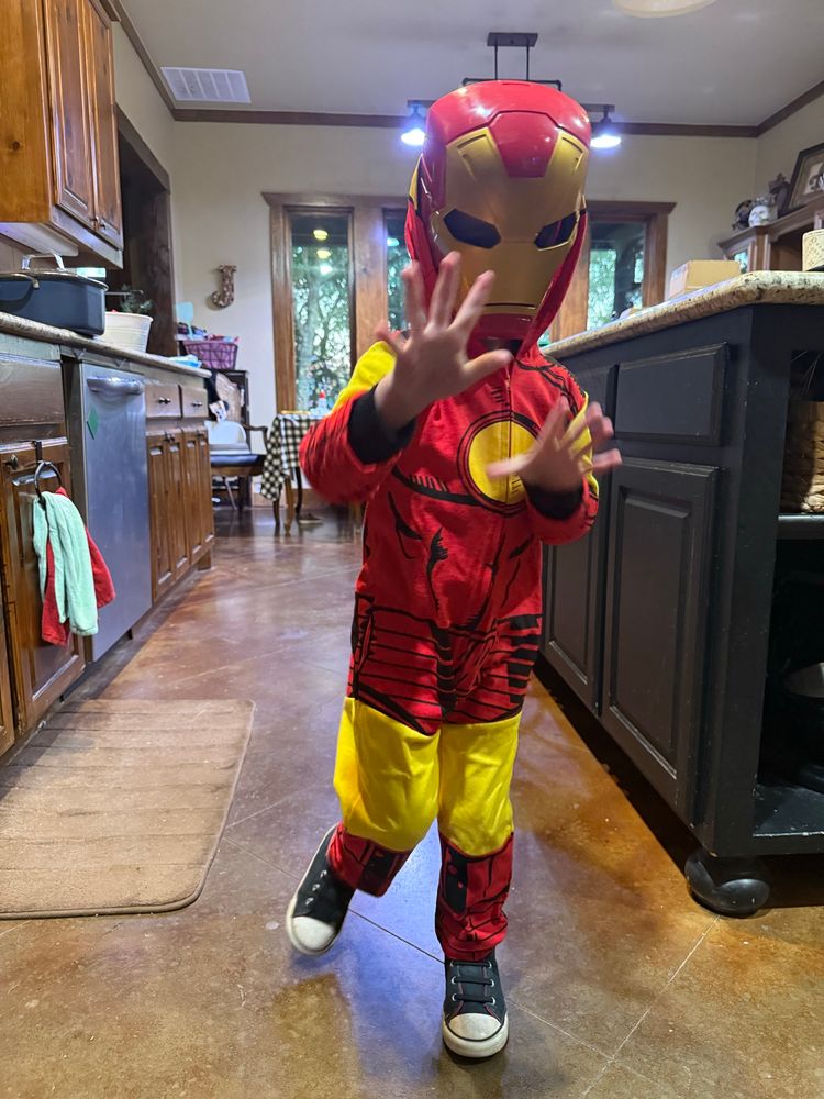 Arrrjae’s son dressed for school as Iron Man on Halloween. 