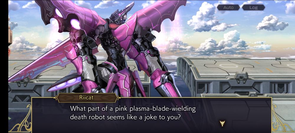 Riicat: "What part of a pink plasma-blade-wielding death robot seems like a joke to you?"