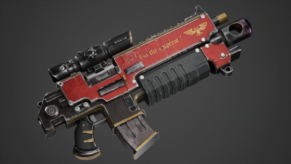 Alternative view of the bolter rifle, as a whole.