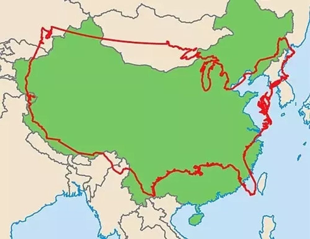 Map of China vs. the continental US. It's almost an identical size, except China goes further and broader on the northeast. 