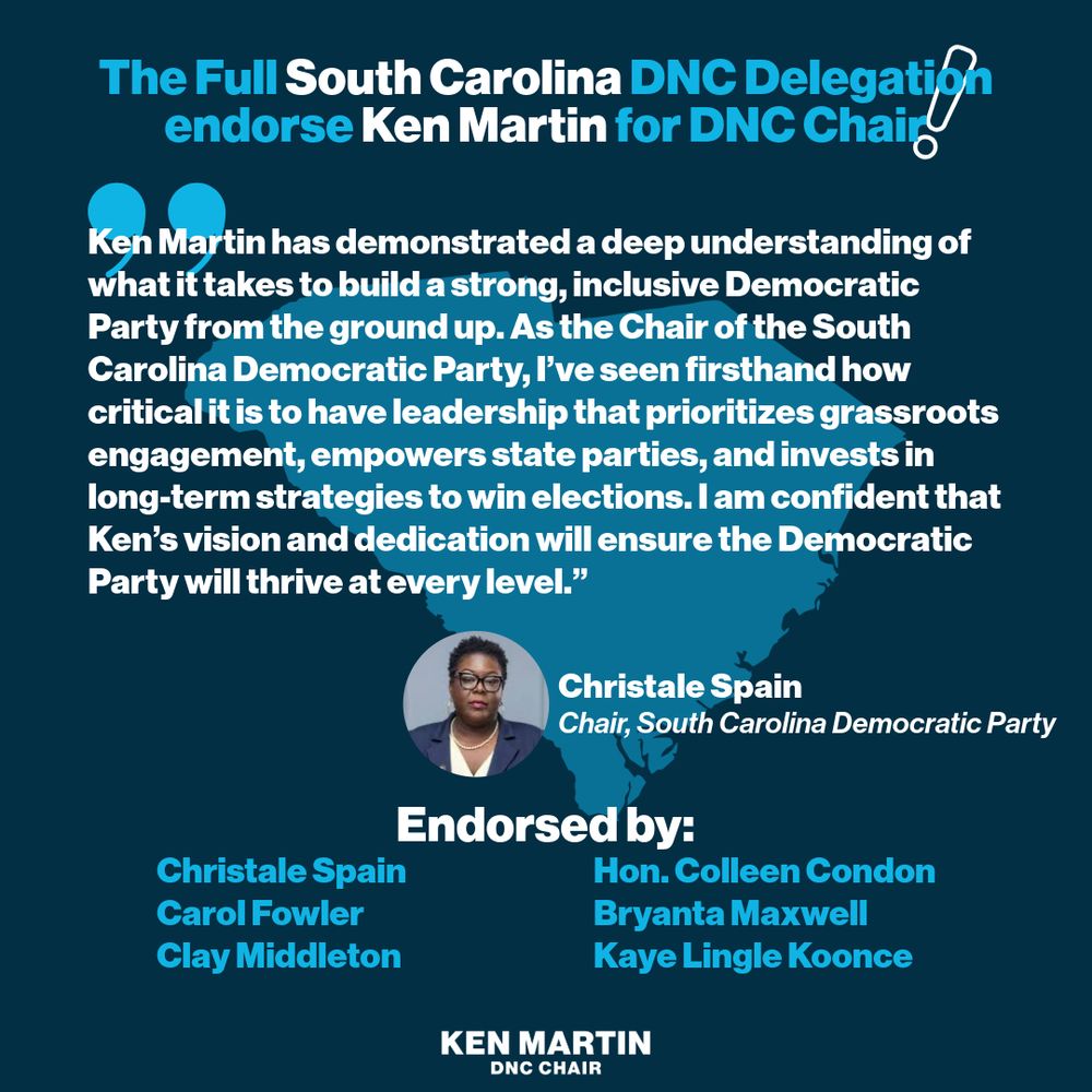 A graphic outlining Ken's support from the South Carolina delegation.