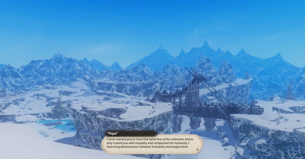 Papasormr saying, "I never wanted you to have that same fear of the unknown, hence why I raised you with empathy and compassion for humanity. I have long desired peace between humanity and dragon-kind."