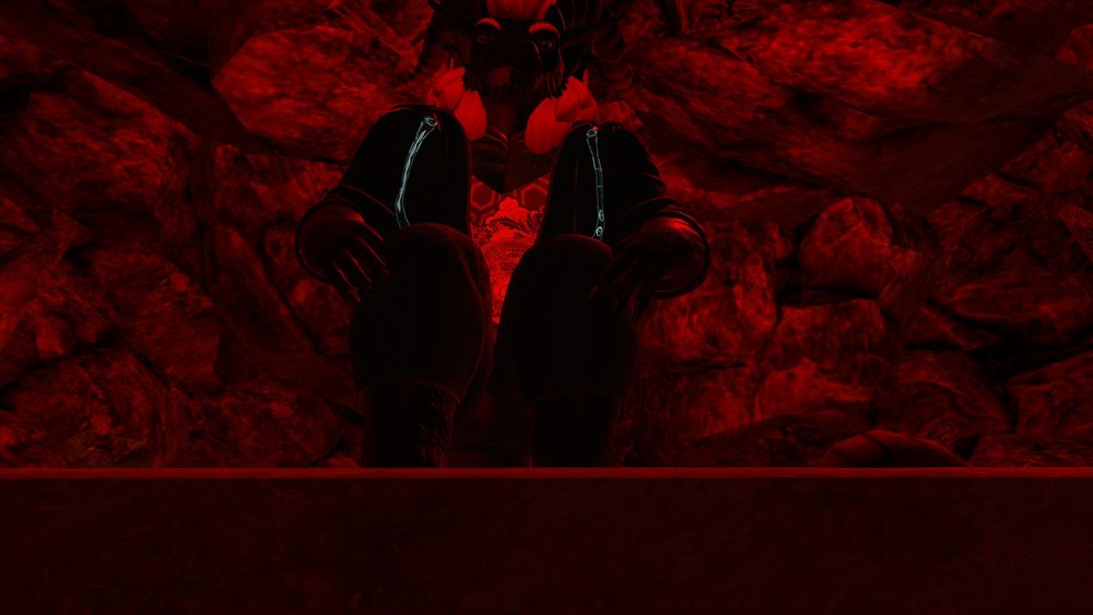Demon dragon curiously eying the viewer, as he negotiates the terms of his summoning from the altar