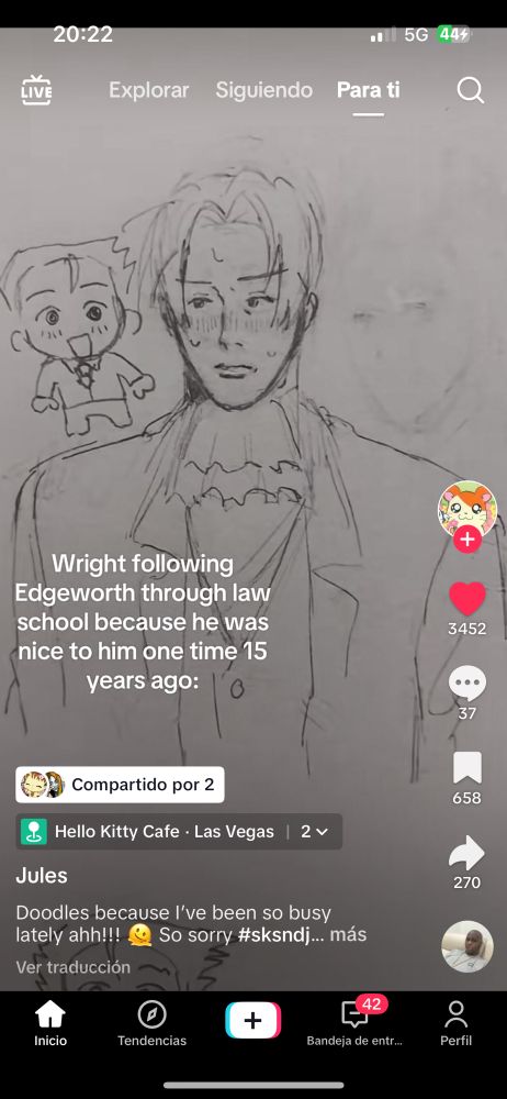 tiktok post saying «  wright following edgeworth through law school because he was nice to him 15 years ago »