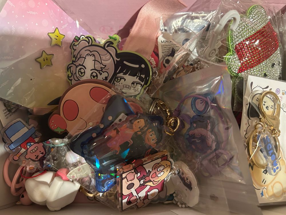 box full of keychains
