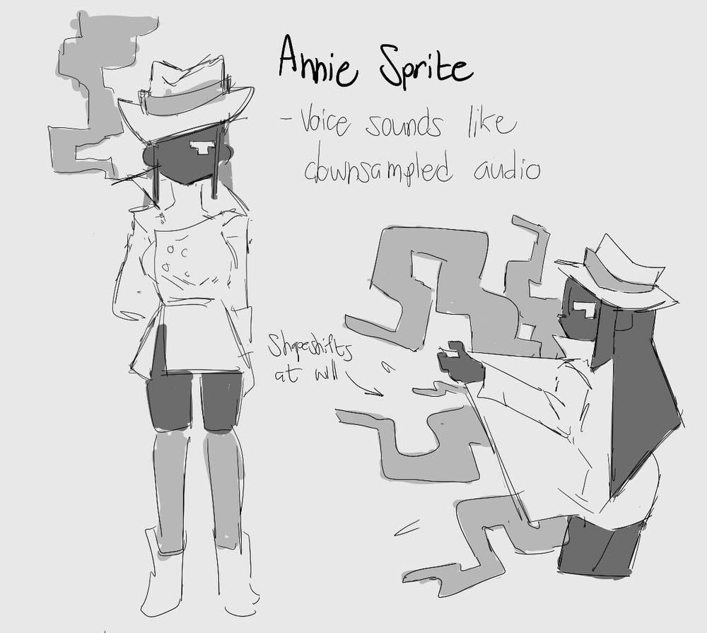 "Annie Sprite" "- Voice sounds like downsampled audio" "Shapeshifts at will ->"