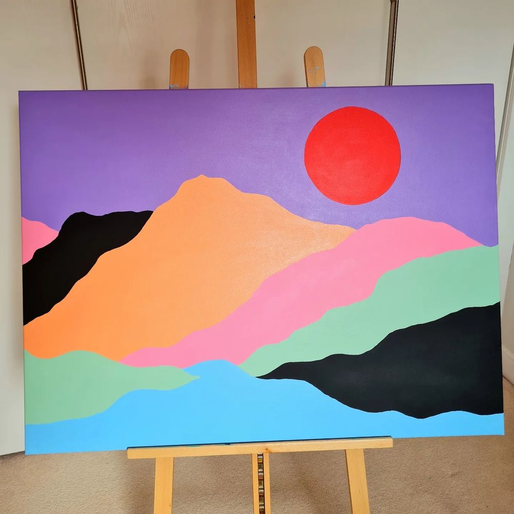 Abstract Scottish landscape painting of Ben Lomond and Loch Lomond on canvas