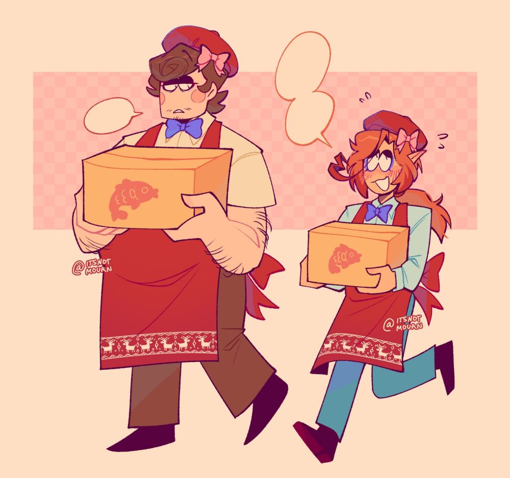 Luciano (my OC) helping Rick at holding packages of toys and talking to each other 🧡
Art made by @itsnotmourn !!