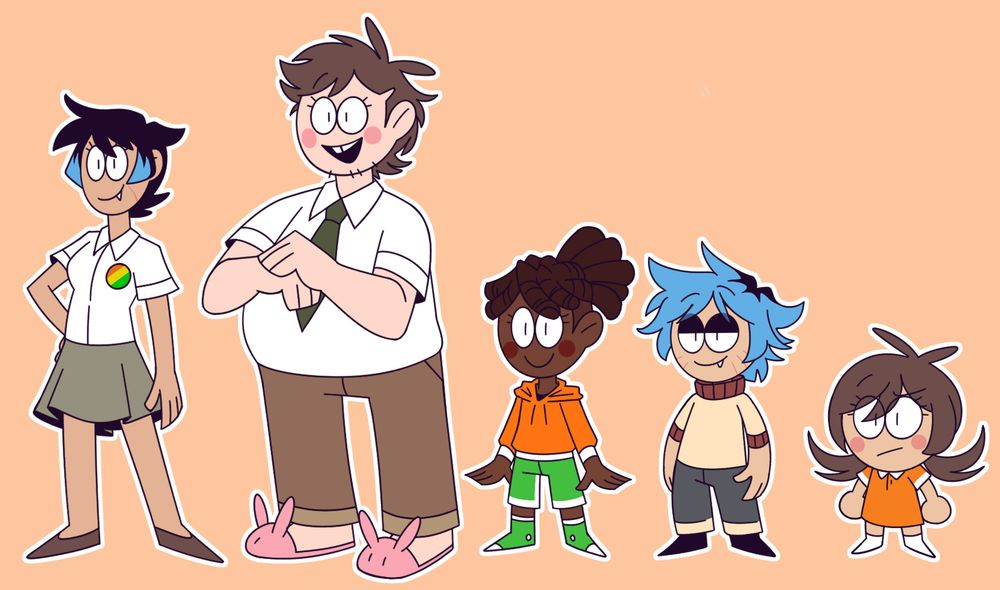 Humanized characters from The Amazing World of Gumball but in Spooky month style!!

Characters in order: Nicole, Richard, Darwin, Gumball, Anais 