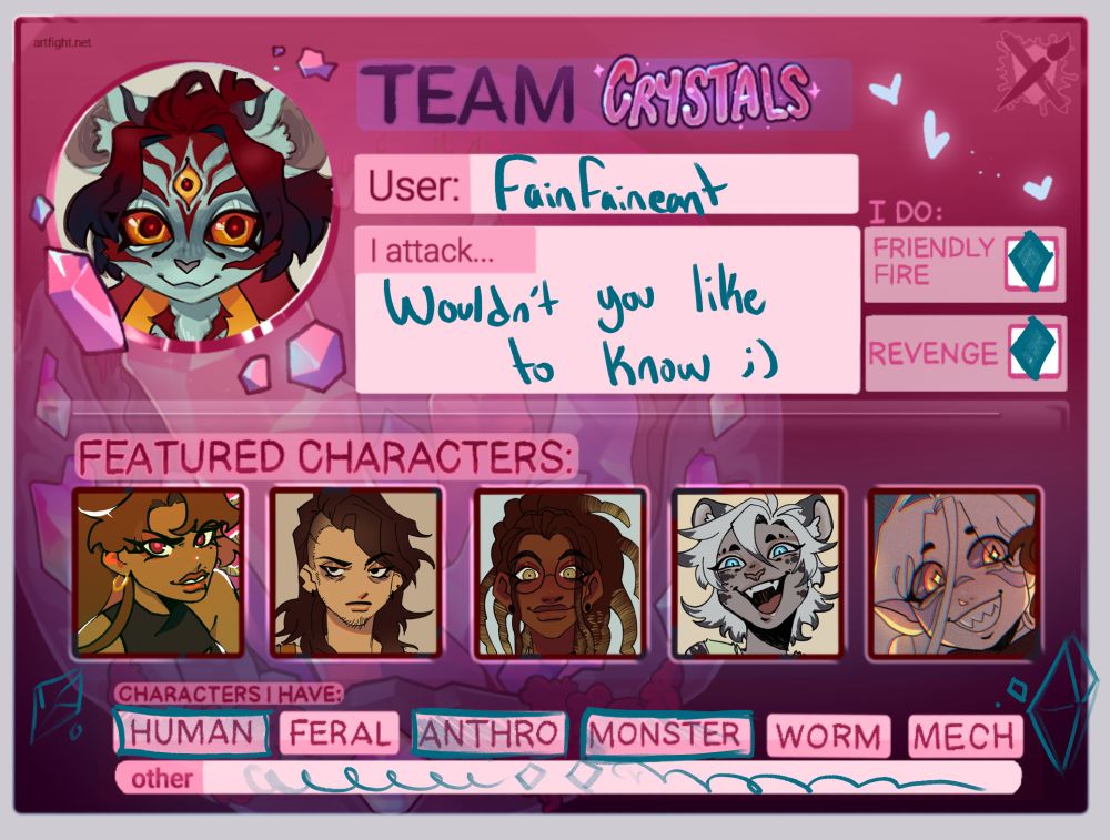 art fight team crystal info card