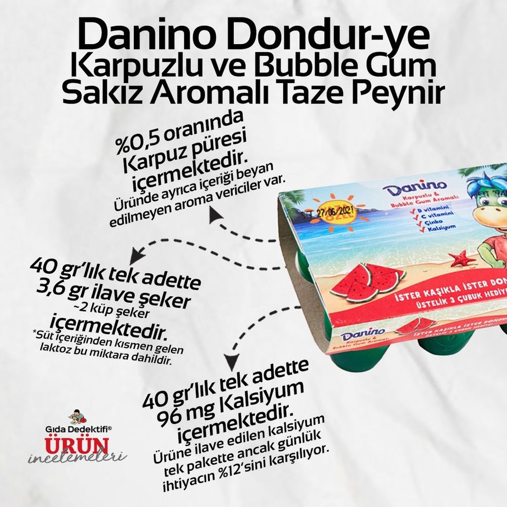 Danino Dondur-ye Karpuzlu ve Sakız Aromalı Taze Peynir - Gıda Dedektifi