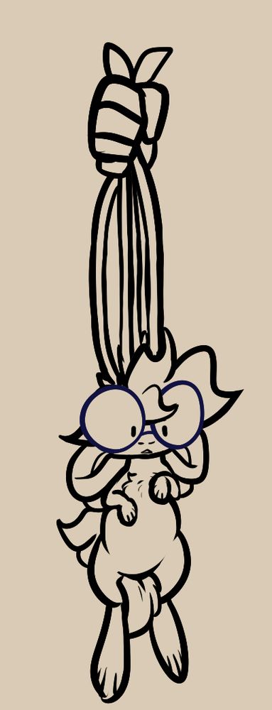 a hand is holding a bunny up by the ears, the bunny is wearing big round glasses