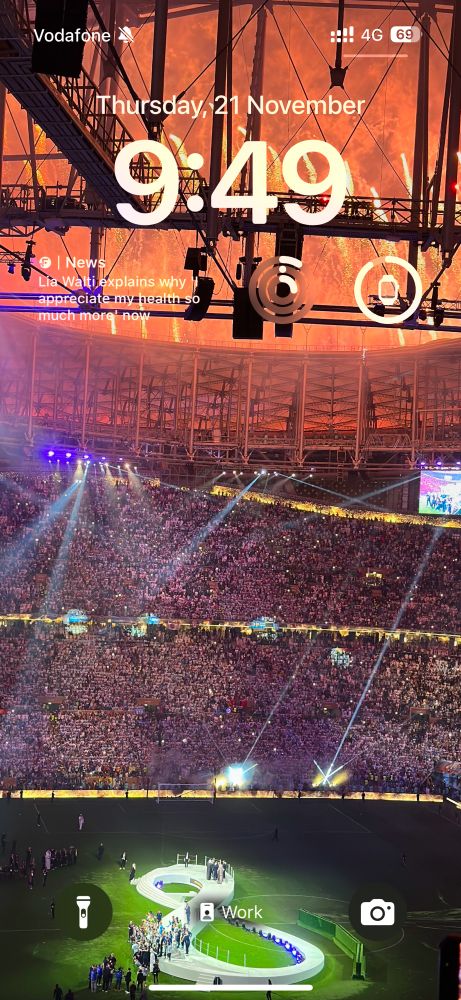 wallpaper pic of the World cup final celebrations captured on my phone from Lusail Stadium on 18th Dec 22. Fireworks going on in the background.