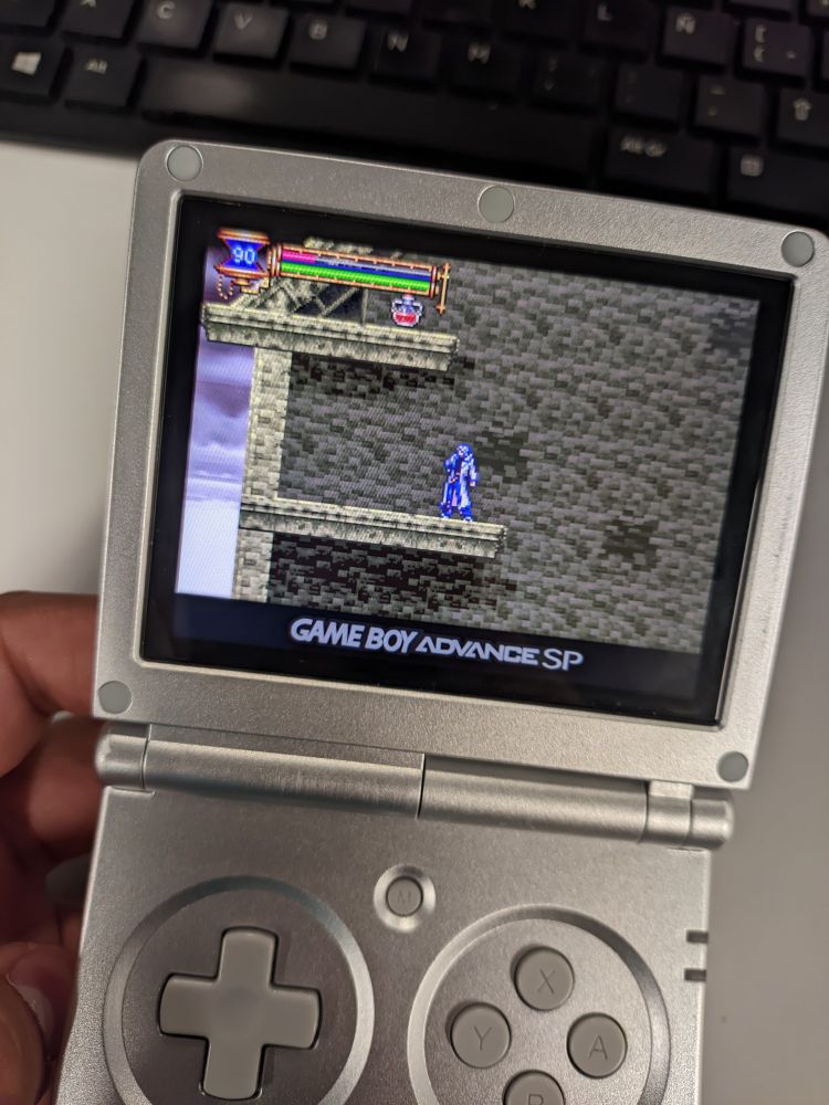 Aria of Sorrow running on an anbernic handheld 