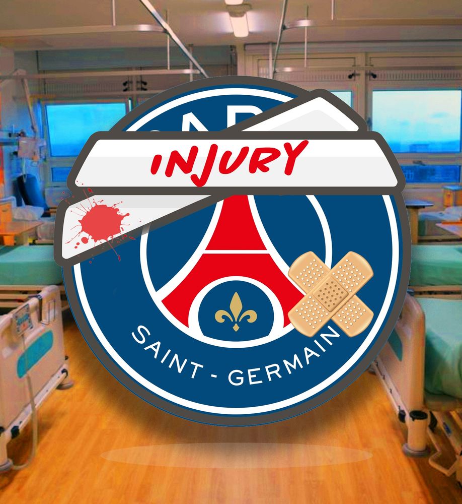 PSG logo with bandaids and blood stains. 