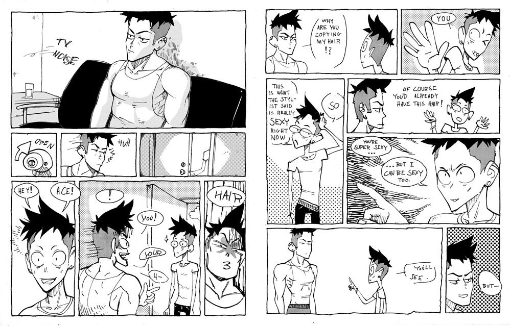 two comic pages showing Ace and Crow being dipshits