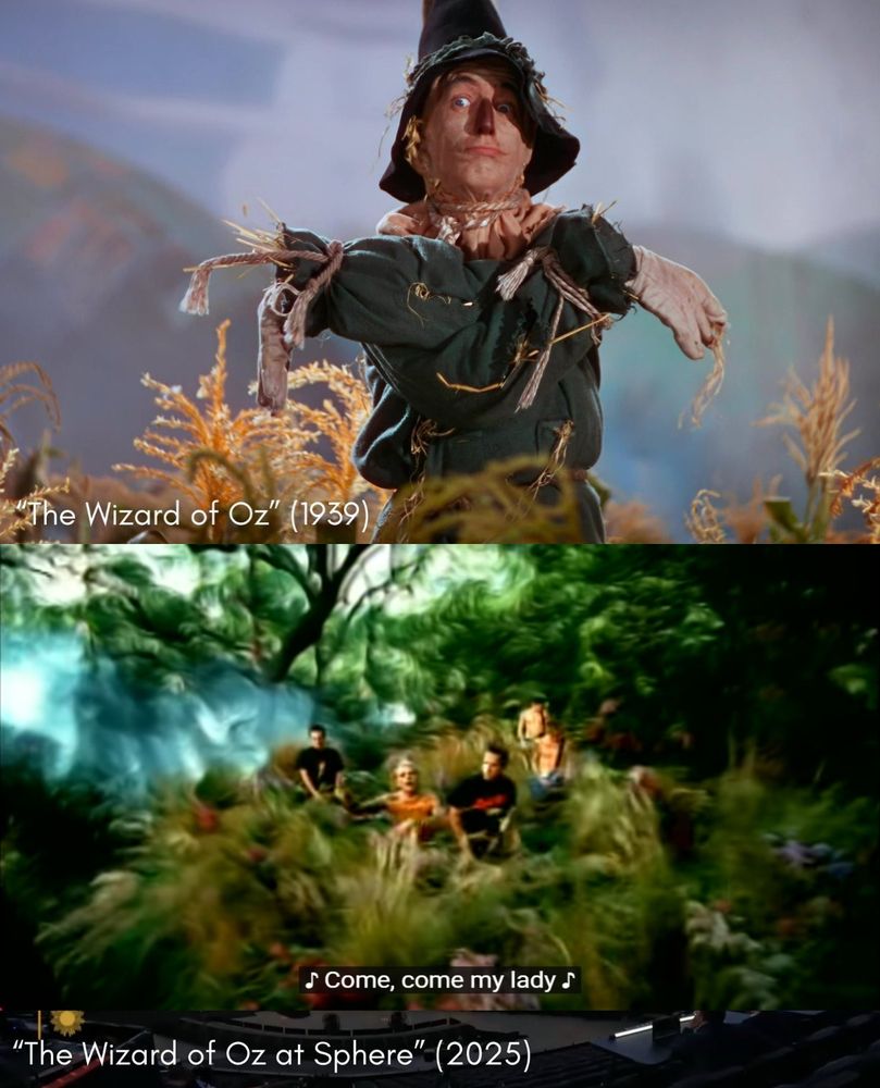 The Wizard of Oz vs The Wizard of Oz at Sphere but The Wizard of Oz at Sphere is a screenshot of the music video for Butterfly by Crazy Town