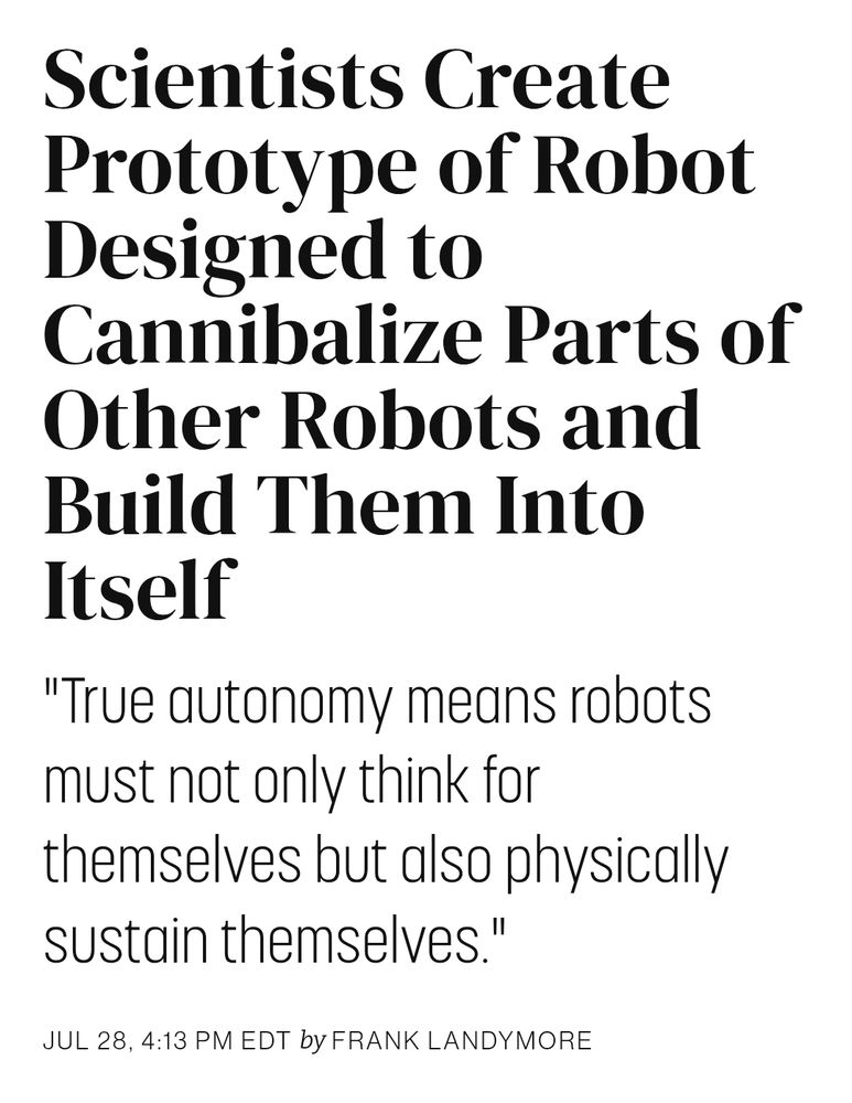 Scientists Create Prototype of Robot Designed to Cannibalize Parts of Other Robots and Build Them Into Itself
