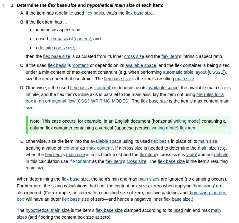 Screenshot from a complex CSS Spec