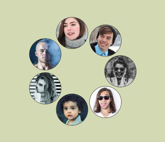 7 random images place around a circle