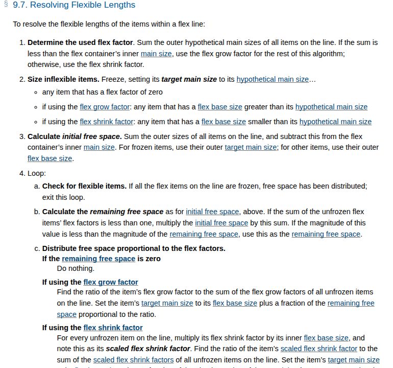 Screenshot from a complex CSS Spec
