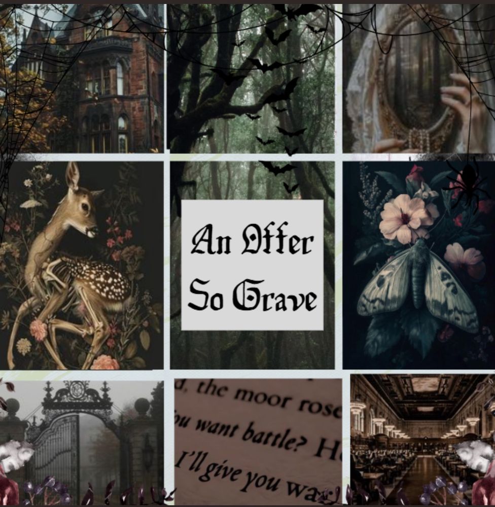 A Victorian house, a dark forest, a woman with a mirror for a face, a fawn, moths with flowers, a university gate, words on a page, and a university library 
