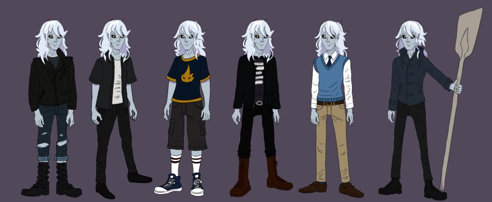 Character fashion designs of Charon the ferryman from the graphic novel Mythos Prep 