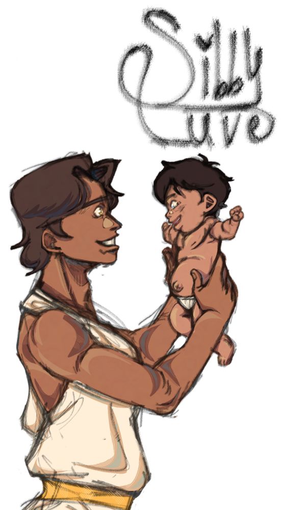 A piece of digital art of Odysseus holding baby Telemachus from the epic story of Odysseus written by Homer turned into a musical (of sorts) by jorge