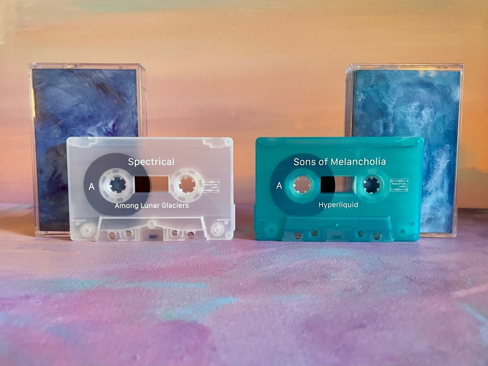 Photo of cassette editions of ‘Among Lunar Glaciers’ and ‘Hyperliquid’
