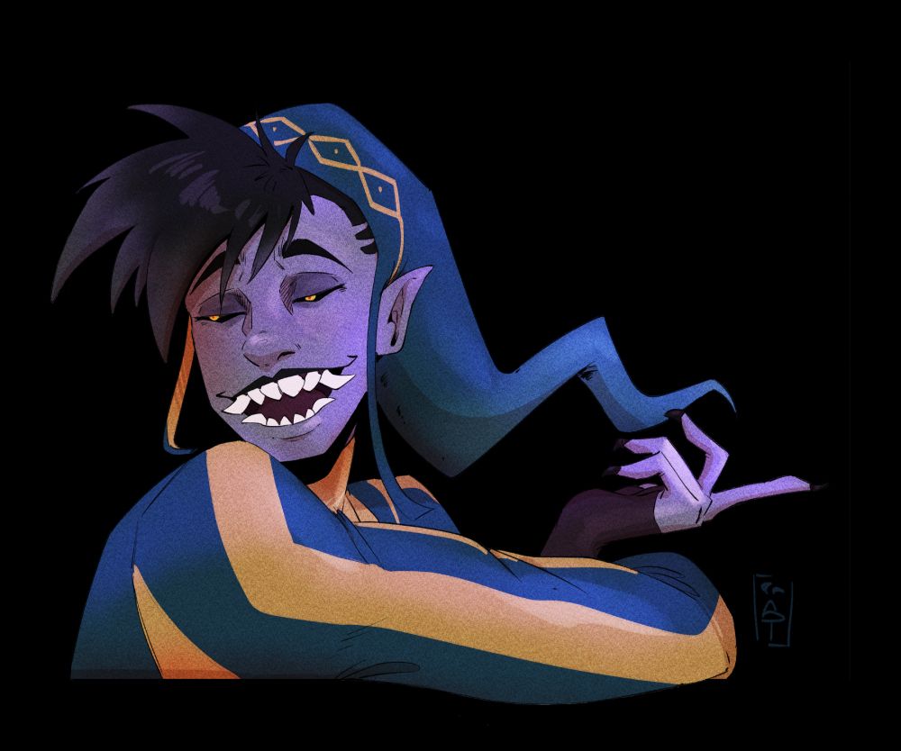 Th character out of the background talking with the spectator
