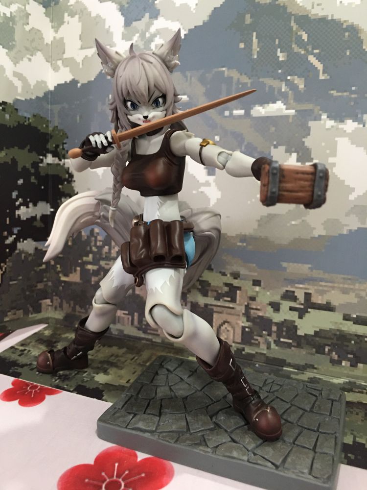 A very angry Liya, wielding her wooden sword and mallet. I had completely forgotten that she has an axe, but a sword and hammer combo hurts equally much in the hands of an adept fighter. I don't think Liya is that skilled in fighting, but she's got muscles.