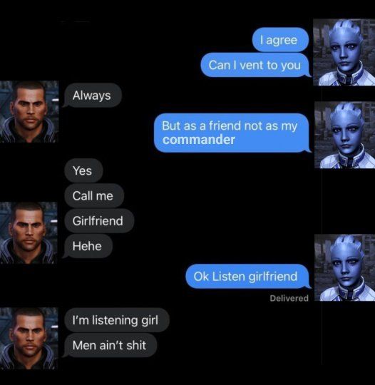 Commander Shepard and Liara from Mass Effect 3