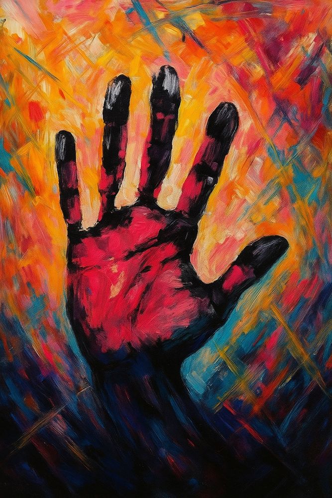 Echo of Touch captures the haunting immediacy of human connection through a solitary handprint rendered in bold crimson and black. Inspired by the simplicity of a child’s print, the image takes on new emotional depth within an abstract, swirling backdrop of fire-toned color and movement. The raised hand feels both like a cry and a farewell—its shape indelible, its presence momentary. Through heavy brushstrokes and radiant contrasts, the painting embodies the paradox of intimacy: that the briefest contact can leave the deepest impression.

Art copyright ©Yves Broeckx