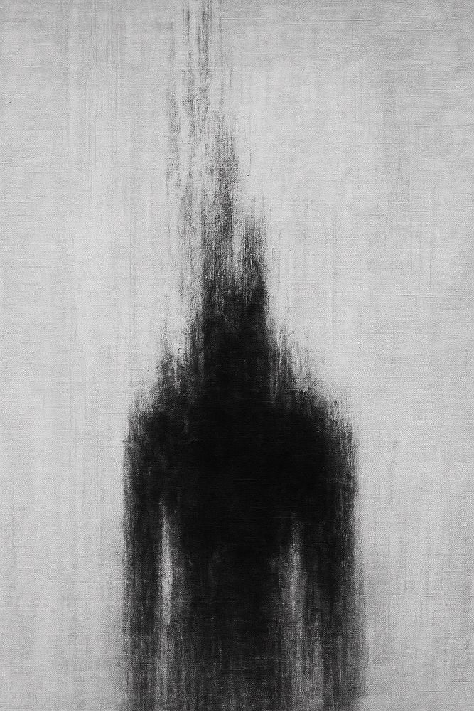 “Dissolution” captures a lone, silhouetted figure blurred and vanishing into vertical streaks of gray and black. The boundaries between the body and background are indistinct, as though the figure is being swallowed by its own unraveling presence. Rendered in monochrome with coarse, textured strokes, the piece evokes a haunting sense of anonymity, fragmentation, and fading existence. It is both a portrait and a disappearance—a reflection on the fragility of self in an overwhelming void.

Art copyright ©Yves Broeckx