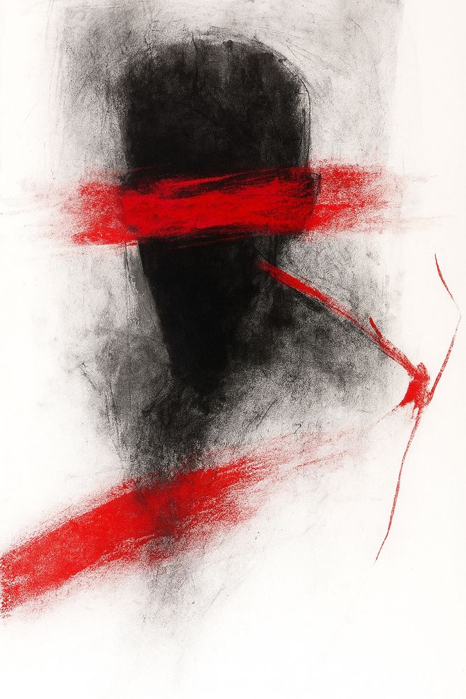 A mind obscured, a voice erased’ is a raw abstract expressionist piece rendered in charcoal and vivid red pigment. A shadowy, indistinct head dominates the composition, its features obliterated by a fierce horizontal slash of red. The bold crimson mark evokes both a censor’s stroke and a wound—an intentional act of erasure. The surrounding smudges, streaks, and fragments of form speak to struggle, suppression, and the psychological weight of voicelessness. This artwork confronts the viewer with the tension between identity and obliteration, presence and suppression, thought and silence.

Art copyright ©Yves Broeckx