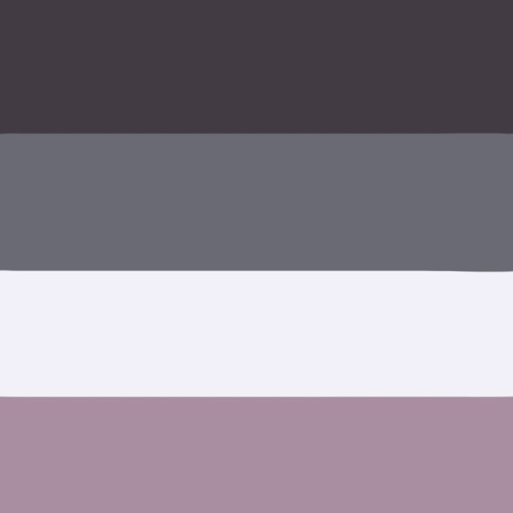 The asexual flag. From top to bottom, there are four stripes of black, gray, white, and purple. The colors in this one specifically are color-picked from the previous fan art.