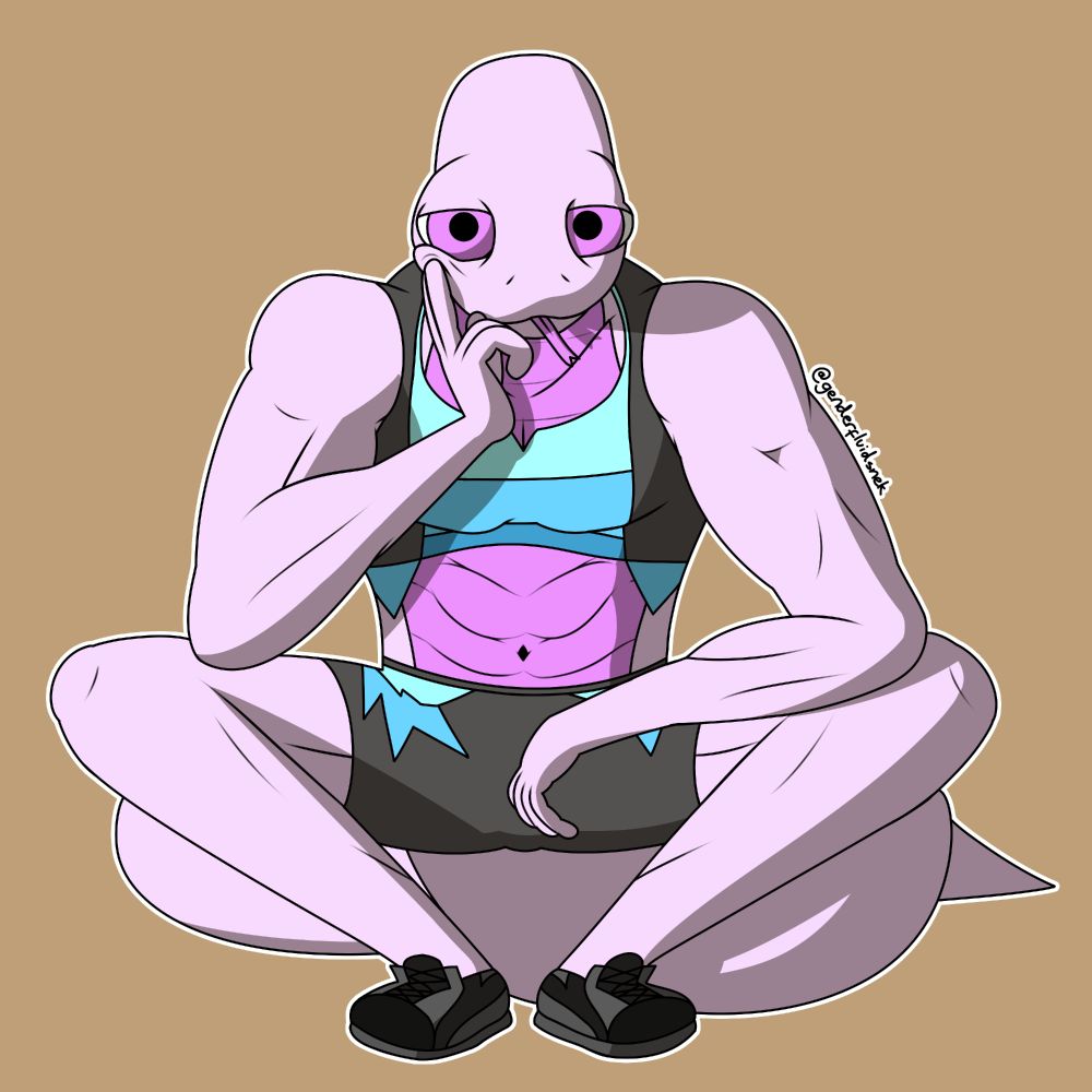 Ellis squatted down with a hand on his face, resting during a workout