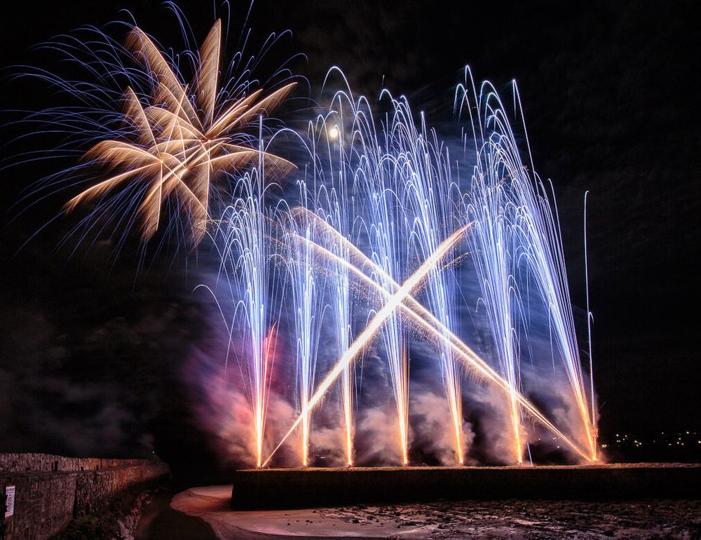 A saltire in fireworks explode over the town’s harbour as part of St Andrews’ St Andrew’s Day celebrations organised by BID St Andrews. Pic: ASM Media & PR.