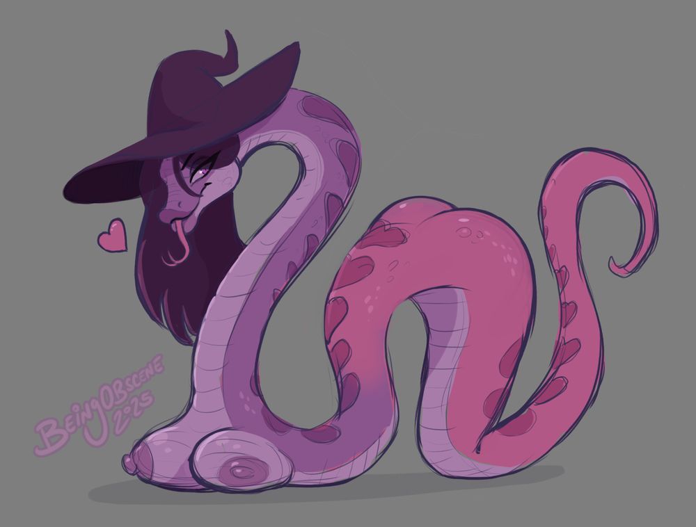 Janis the witch makes herself a very smoochable snake for the Year of the Snake's Valentine's Day. TF reptile transformation.