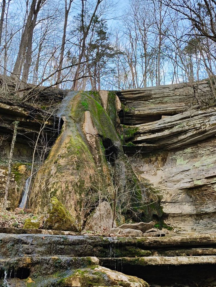 Elk Lick Falls and its unique 61 foot tufa deposit.